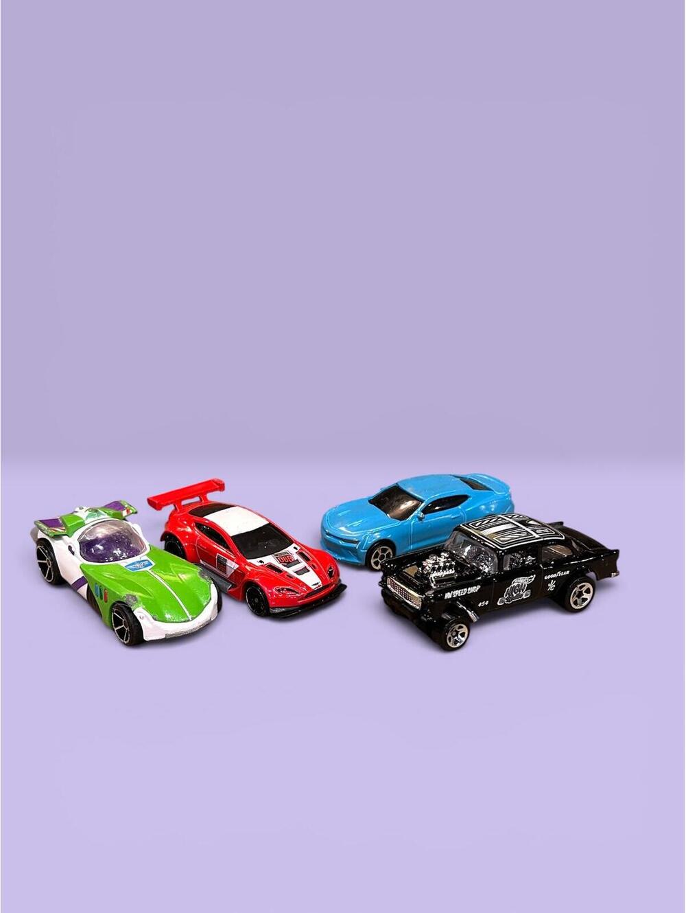 Hot Wheels Lot Buzz Lightyear Aston Martin, 1955 Bel Air Gasser, Camero
